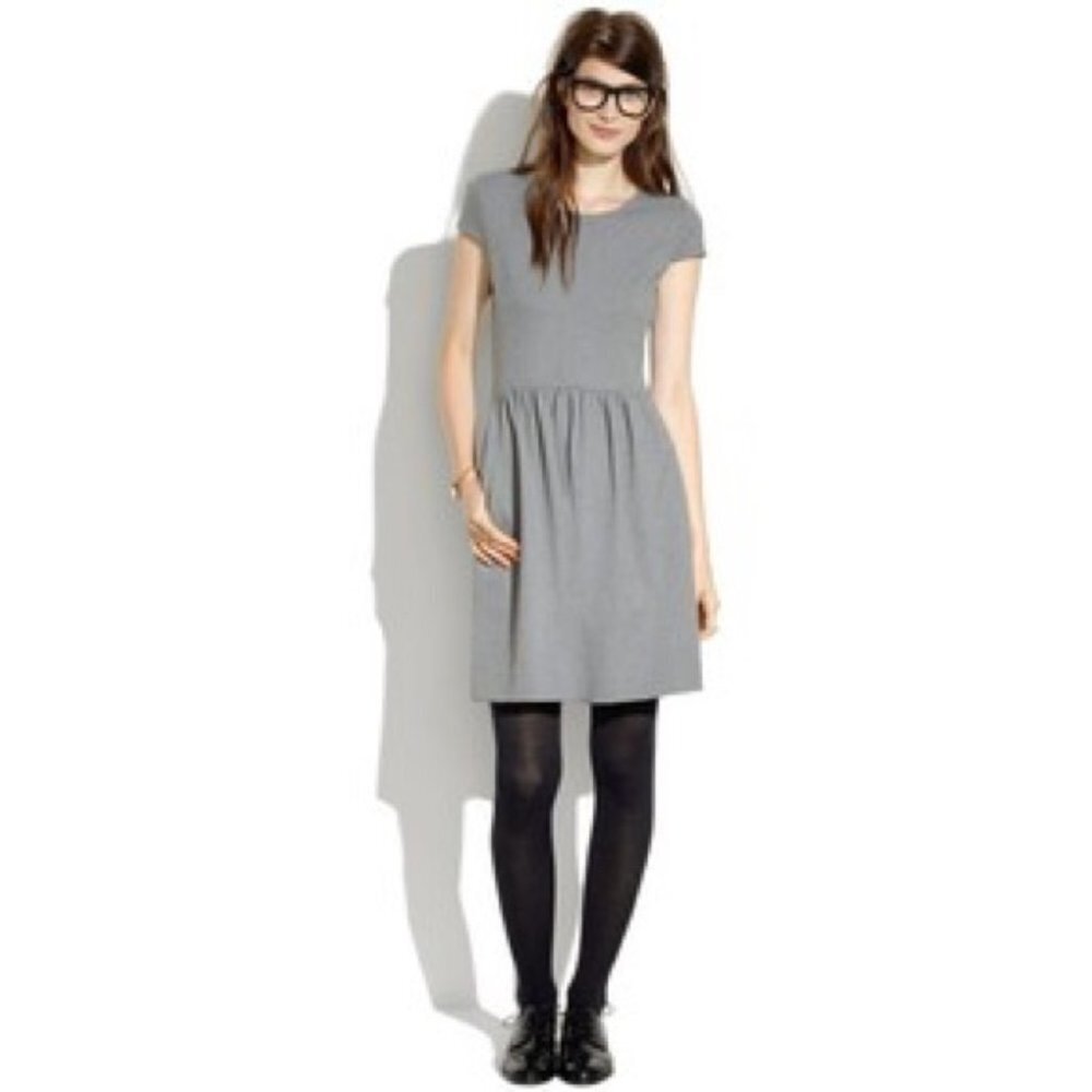 Madewell Gray Ponte Screenplay Cap Sleeve Dress